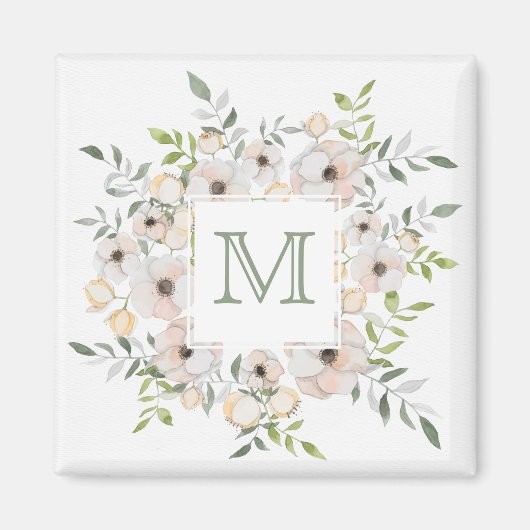 花の枠の磁石のモノグラム マグネット (正面)