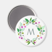 花の枠の磁石のモノグラム マグネット (正面/裏面)