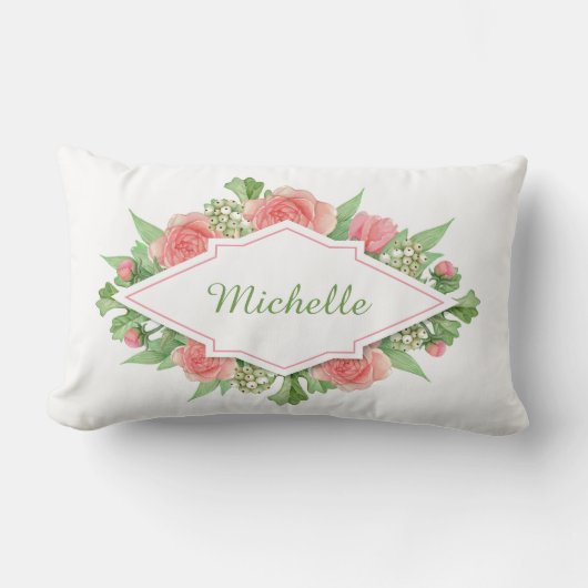 花の枠の装飾用クッション ランバークッション (正面)