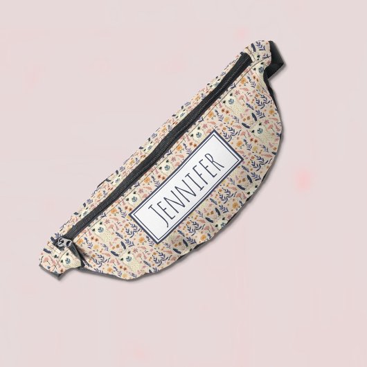 花の柄の名前のBoho Llama ファニーパック