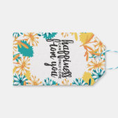 花の柄の幸せ引用文 ギフトタグ (正面(横))