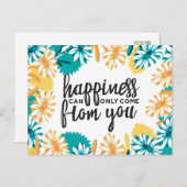 花の柄の幸せ引用文 ポストカード (正面/裏面)