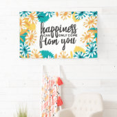 花の柄の幸せ引用文 横断幕 (インサイチュ)