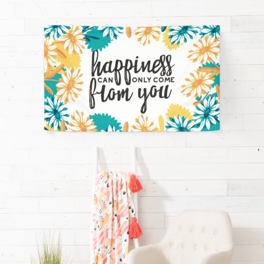 花の柄の幸せ引用文 横断幕 (インサイチュ)