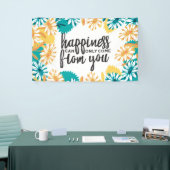 花の柄の幸せ引用文 横断幕 (トレードショー)