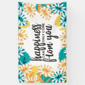 花の柄の幸せ引用文 横断幕 (縦)