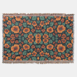 花の柄ナスタチウム花 スローブランケット