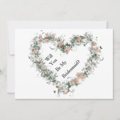 花の柄ハートは私の花嫁になる 招待状 (正面)