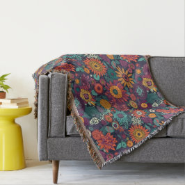 花の柄、花束カラフル。 スローブランケット