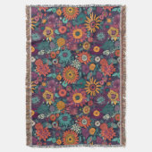 花の柄、花束カラフル。 スローブランケット (正面縦)