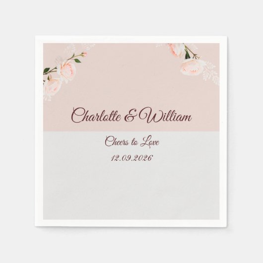 花の柔らかい紫と灰色の効果 スタンダードカクテルナプキン (正面)