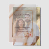 花の柔らかい紫と灰色の効果 ベラム紙招待状 (オフセット (カップル))