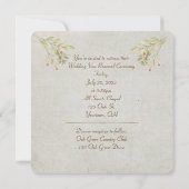 花の桃と緑の葉のリース 誓いの更新 招待状 (裏面)