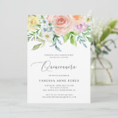 花の桃の水彩のキンセアニエラ 招待状 (スタンド正面)