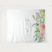 花の桃色のブライダルシャワー写真撮影用背景 タペストリー (正面(横))