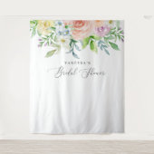 花の桃色のブライダルシャワー写真撮影用背景 タペストリー (正面)