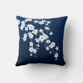 花の桜のネイビーブルー 白 クッション (裏面)