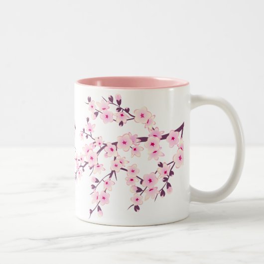 花の桜のピンクと白 ツートーンマグカップ (右)