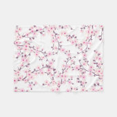 花の桜のピンクと白 フリースブランケット (正面(横))