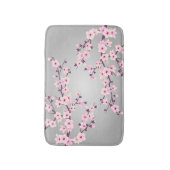 花の桜のピンク グレー バスマット (正面縦)