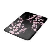 花の桜のピンク ブラック バスマット (アングル)