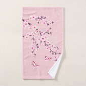 花の桜のモノグラム名前ピンクグリッター バスタオルセット (ハンドタオル)