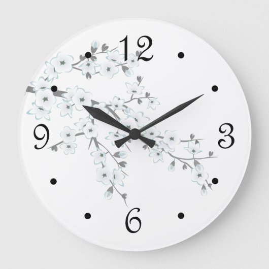花の桜の数字 ラージ壁時計 (正面)