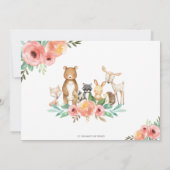 花の森の動物の誕生日パーティーの女の子の写真 招待状 (裏面)