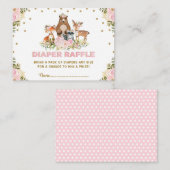 花の森林おむつのラッフルの女の子のベビーシャワー エンクロージャーカード (正面/裏面)