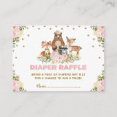 花の森林おむつのラッフルの女の子のベビーシャワー エンクロージャーカード (正面)