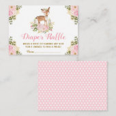 花の森林シカのおむつのラッフルの女の子のベビーシャワー エンクロージャーカード (正面/裏面)