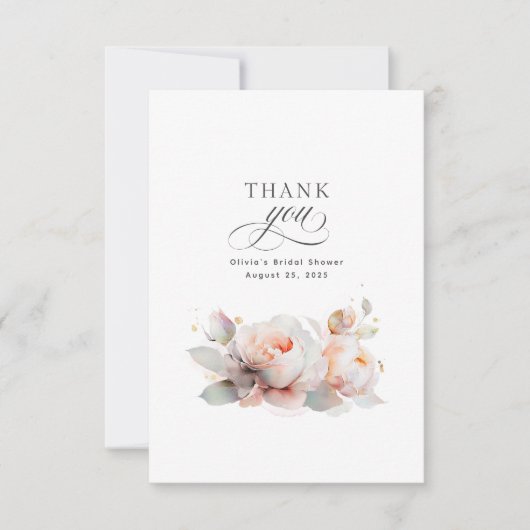 花の植物のブライダルシャワーのお礼 サンキューカード (正面)