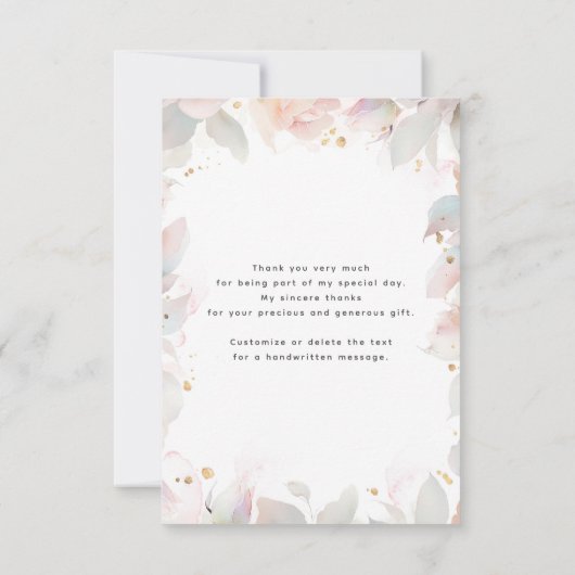 花の植物のブライダルシャワーのお礼 サンキューカード (裏面)