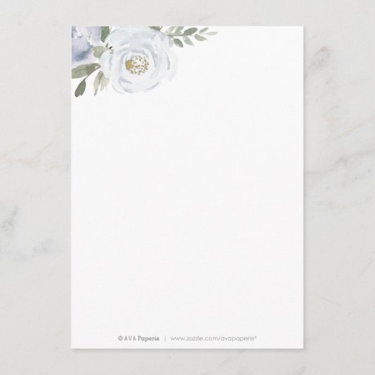 花の植物性ほこりっぽい結婚ブルーの挿入カード エンクロージャーカード (裏面)