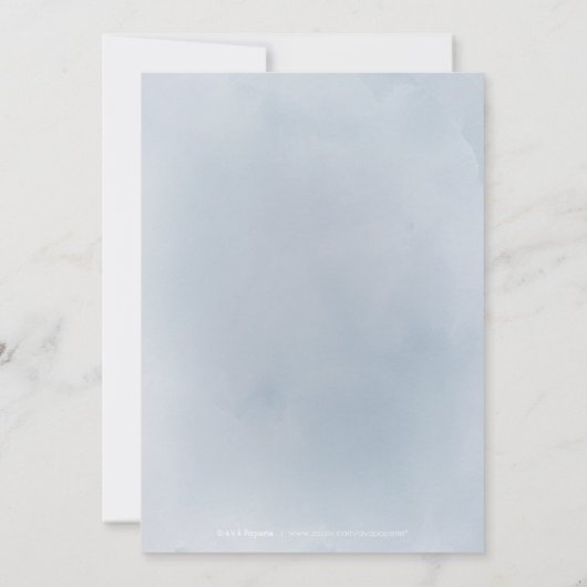 花の植物性ほこりっぽい青いリハーサルディナー 招待状 (裏面)