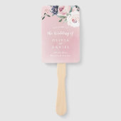 花の植物性ピンクのフローラ結婚式プログラム ハンドファン (正面)