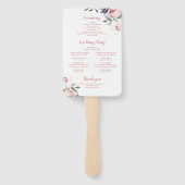 花の植物性ピンクのフローラ結婚式プログラム ハンドファン (裏面)