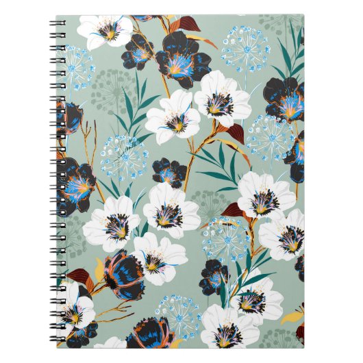 花の植物性ヴィンテージ花柄 ノートブック (正面)