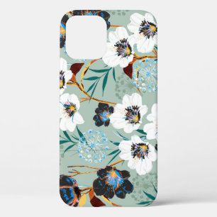 花の植物性ヴィンテージ花柄 iPhone 12ケース