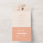 花の植物抽象的形状のウェディング オールインワン招待状 (内側)