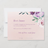 花の植物私の花の女の子になる 招待状 (裏面)