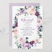 花の植物紫色の結婚リハーサル 招待状 (正面/裏面)
