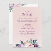 花の植物紫色結婚の挿入カード エンクロージャーカード (正面/裏面)