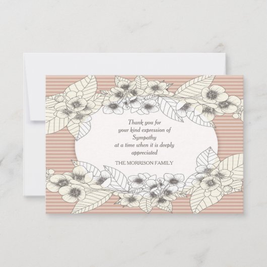 花の楕円形の死別のサンキューカード サンキューカード (正面)