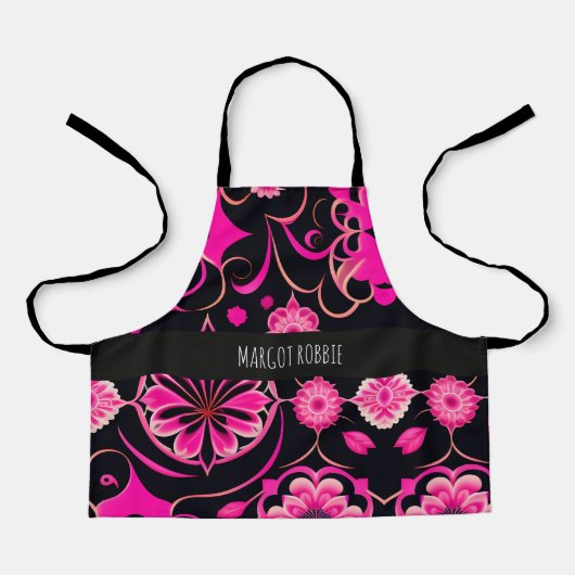 花の模様がピンクの花 エプロン (正面)