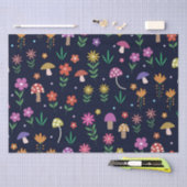 花の模様が入ったお洒落魔法のキノコ 薄葉紙 (クラフト)