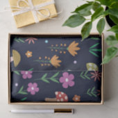 花の模様が入ったお洒落魔法のキノコ 薄葉紙 (ギフト)