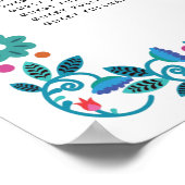 花の模様のフレーム結婚メキシコの座席表 ポスター (角)