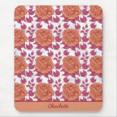 花の模様の大花の名パーソナライズされた前 マウスパッド (正面)