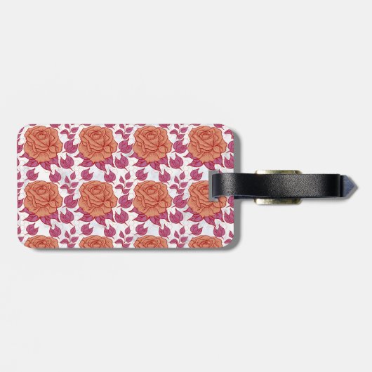 花の模様の大花の名パーソナライズされた前 ラゲッジタグ (裏面横)